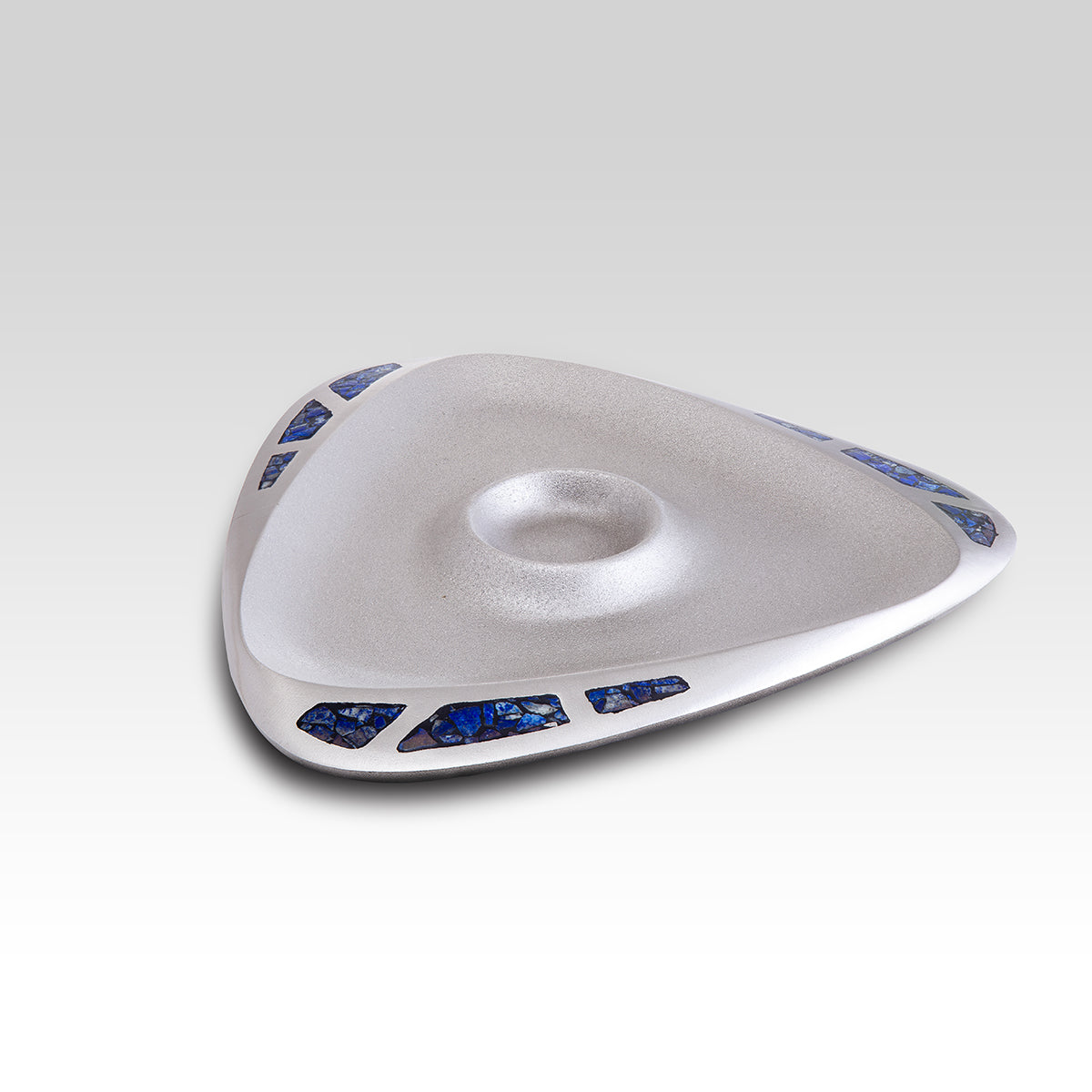 Decorative Candle Holder Tray for Coffee Table - Silver Lapis Lazuli
