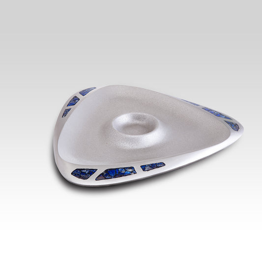 Decorative Candle Holder Tray for Coffee Table - Silver Lapis Lazuli