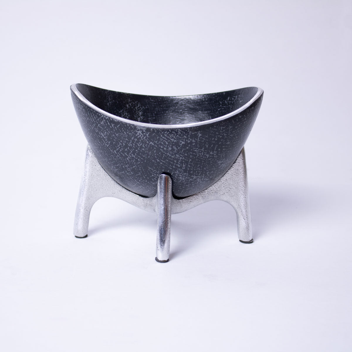 Pedestal Decorative Oval Fruit & Nut Bowl for Table - small - gray- side