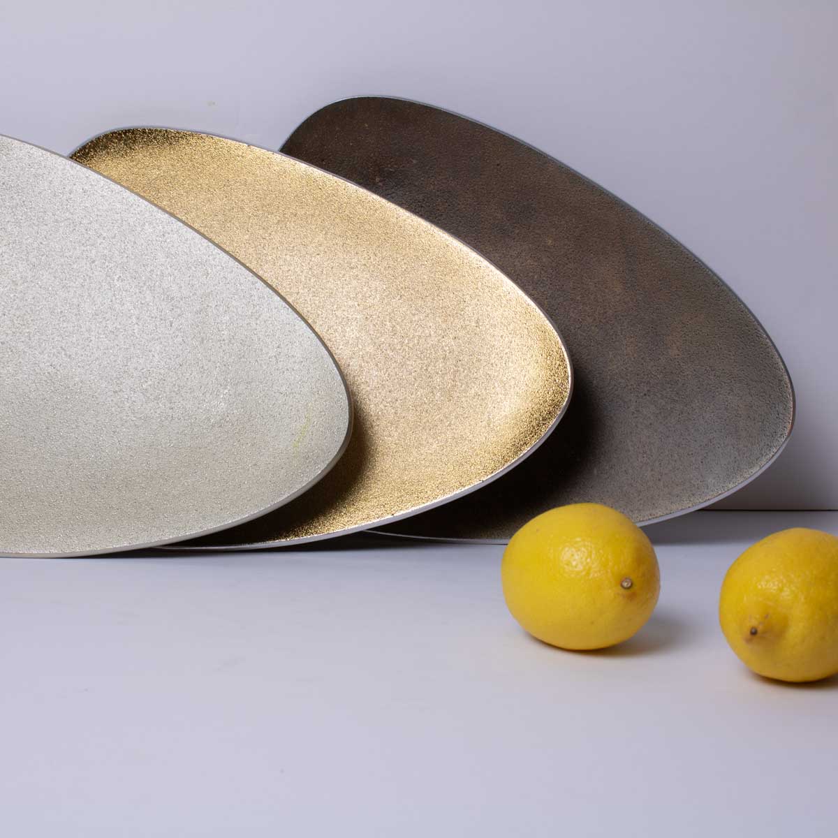 Decorative Pedestal Plate in silver gold and antique gold