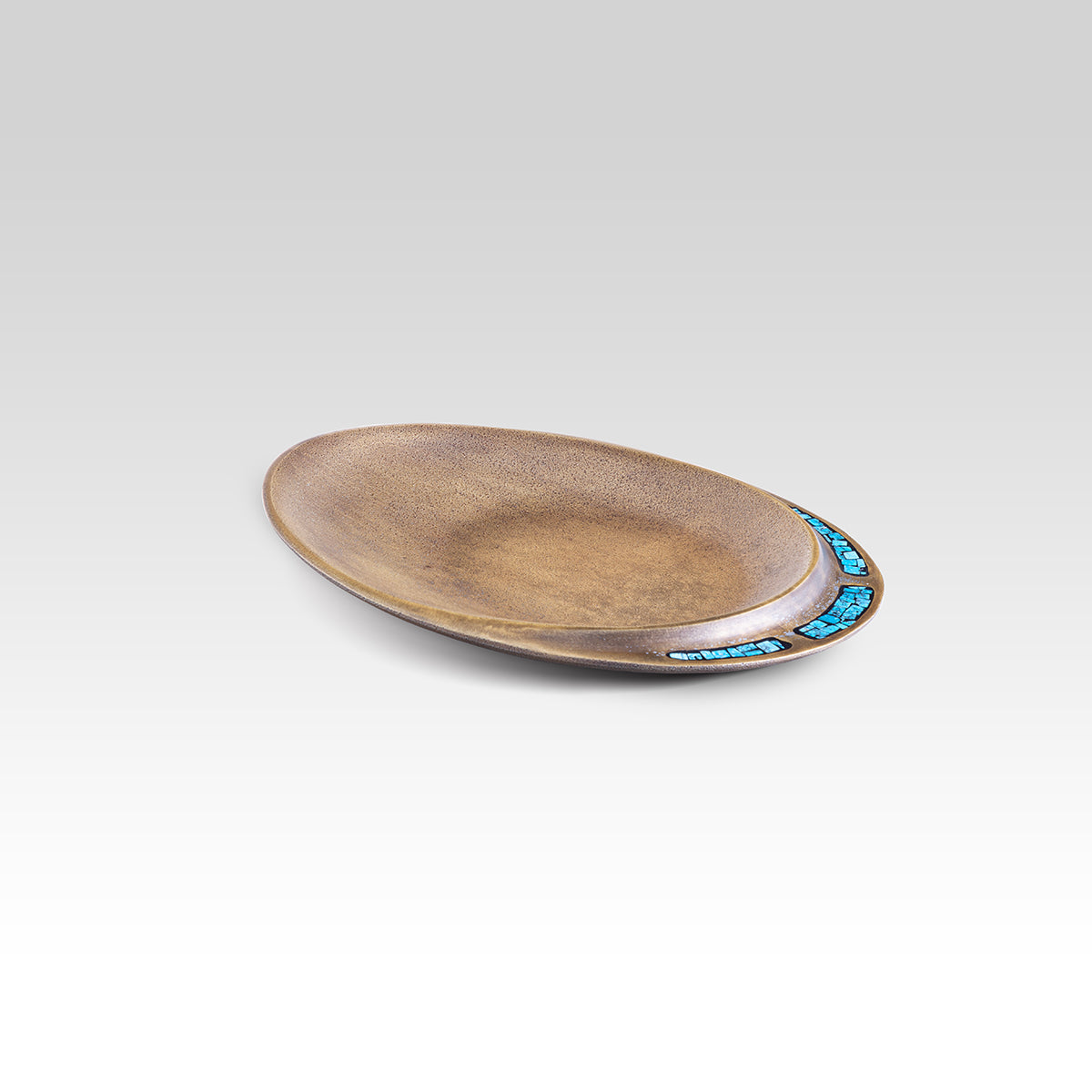 Turquoise Gold Decorative plate, perfect for coffee table decor, Oval Dessert Serving Platter