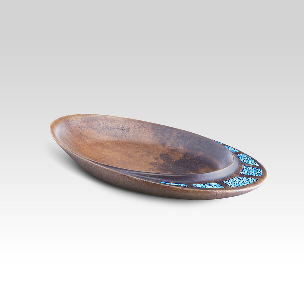 Turquoise Decorative plate, perfect for coffee table decor, Oval gold Dessert Serving Platter