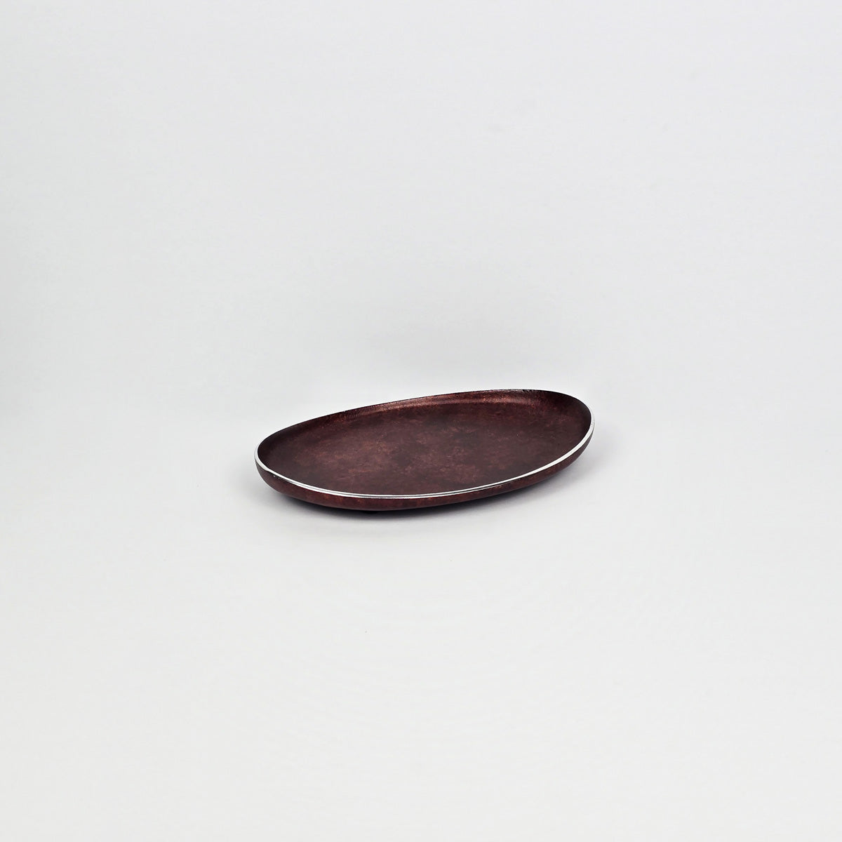 Decorative Oval Plate – Sweet & Dessert Plate or Jewelry & Candle Plate - Amber Brown - side