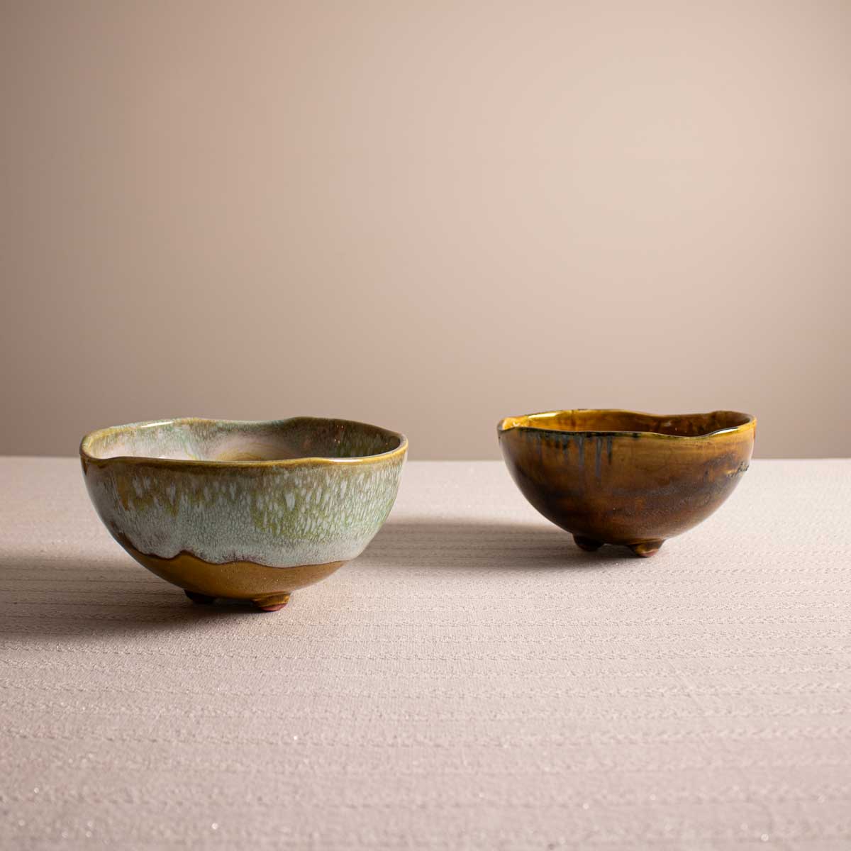 Pedestal Blue Round Ceramic Bowl - 2 big