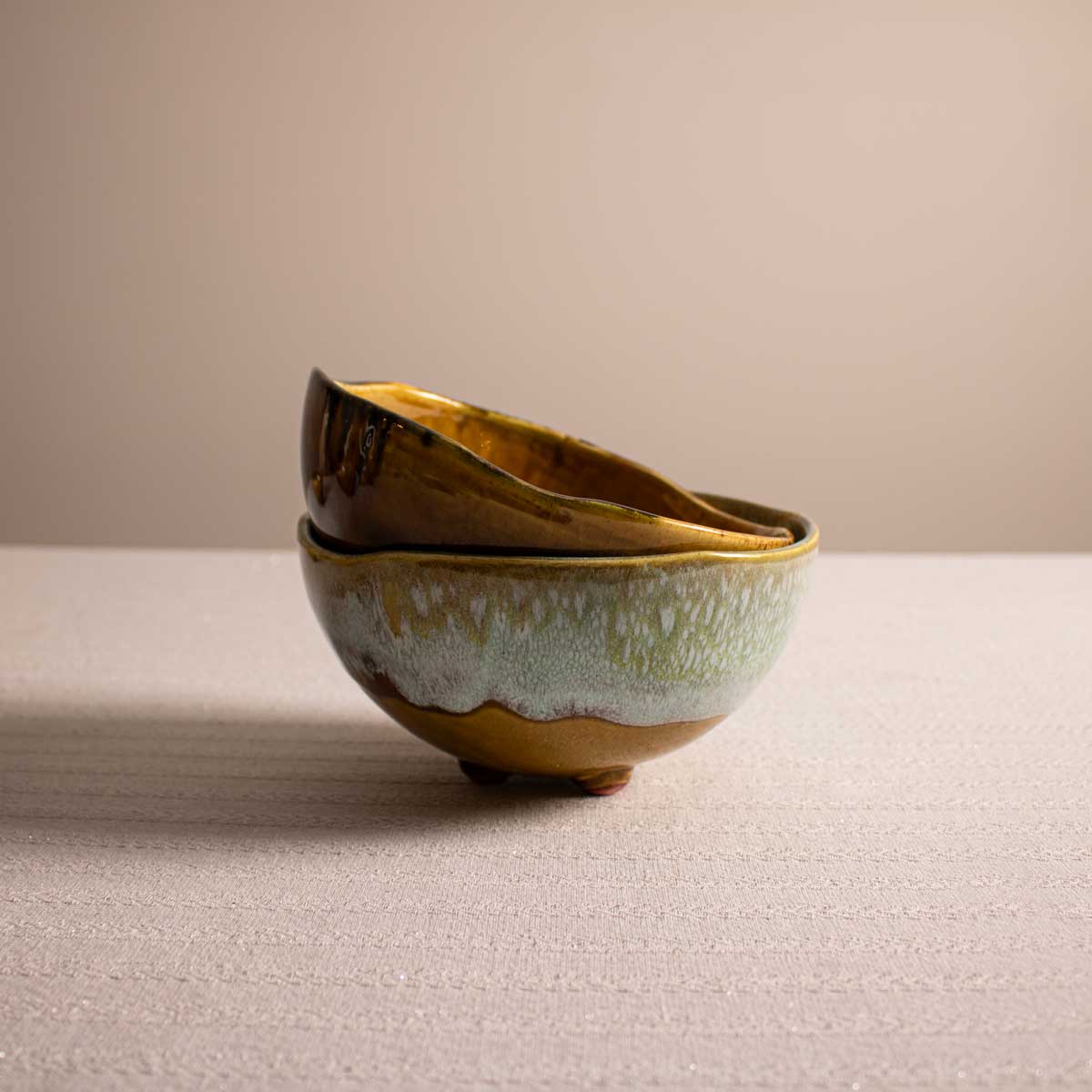 Pedestal Blue Round Ceramic Bowl - 2 big