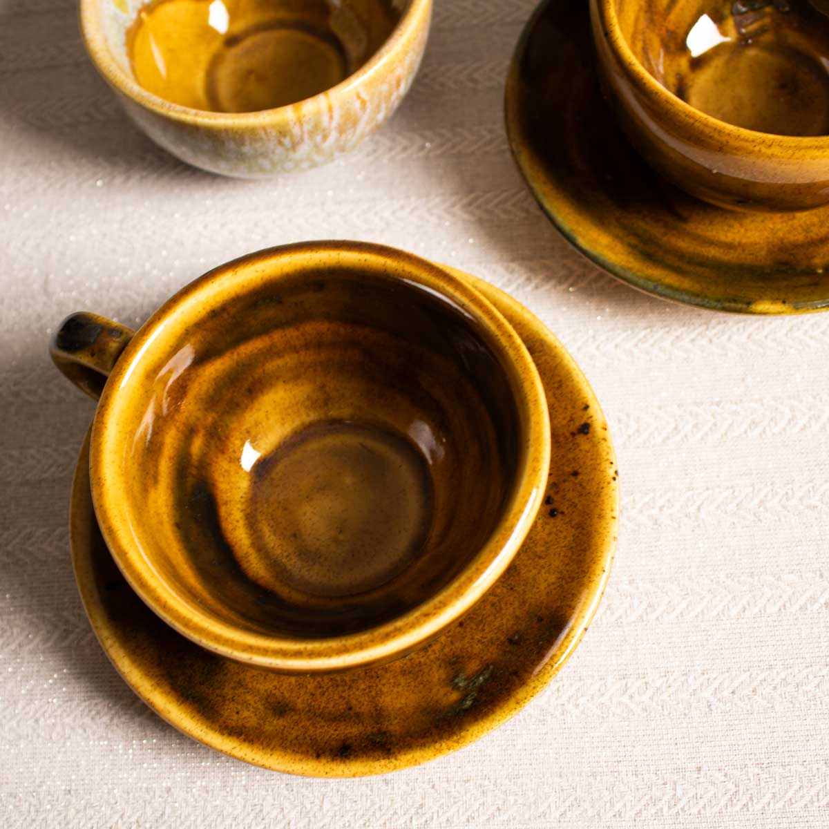 Blue and Brown Ceramic Cups