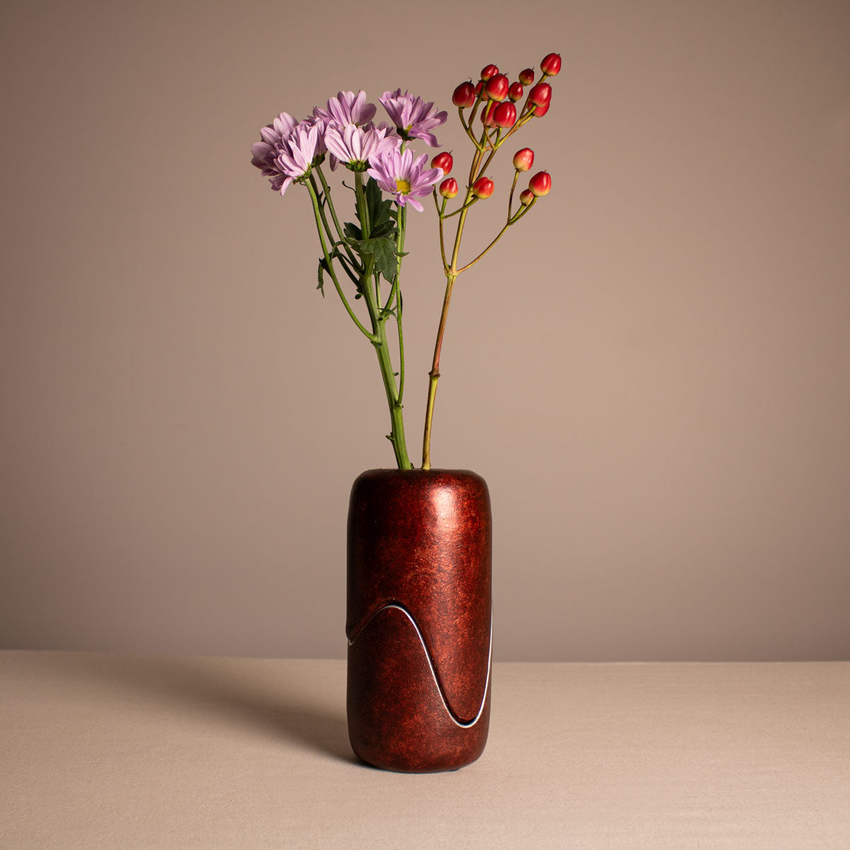 Flower and Bud Vase for Table - amber brown