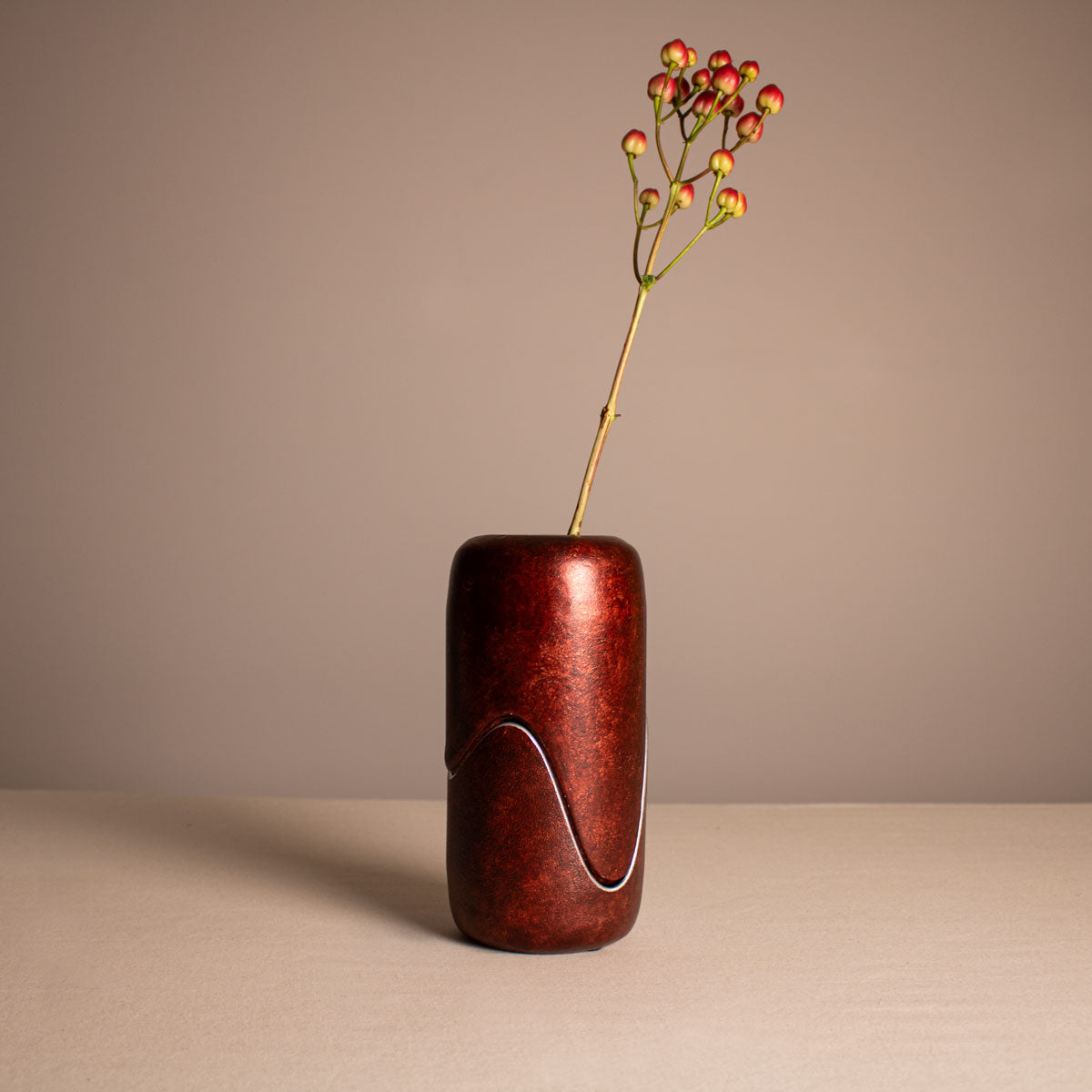 Flower and Bud Vase for Table - amber brown