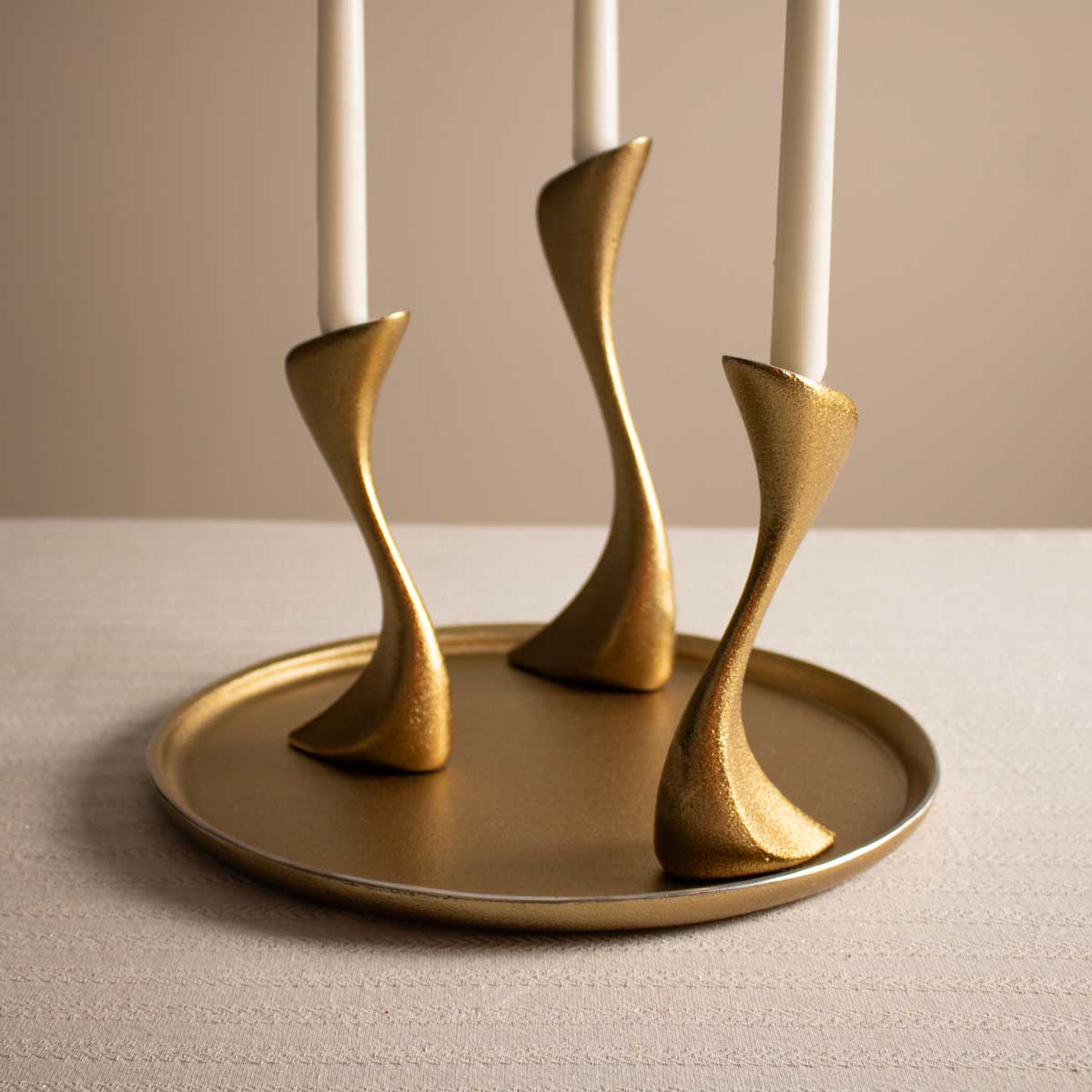 Gold Taper Candle Holders - Gold Candlesticks in Tray