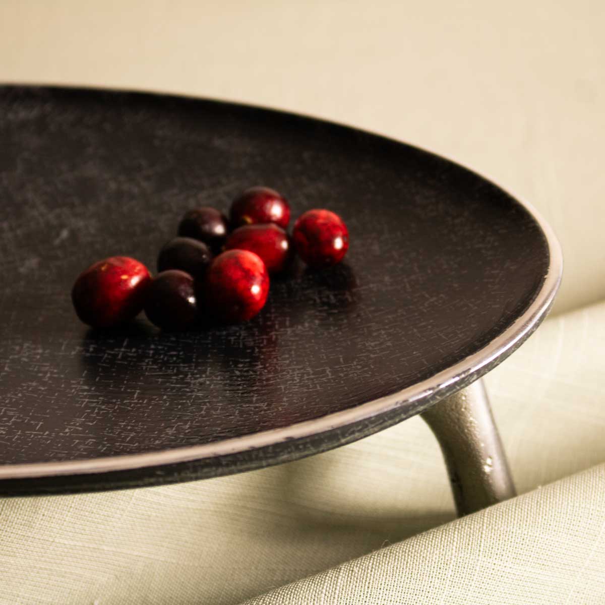 Oval Pedestal Serving Trays for Table – Ideal Sweet, Dessert, Fruit Trays - amber gray - close