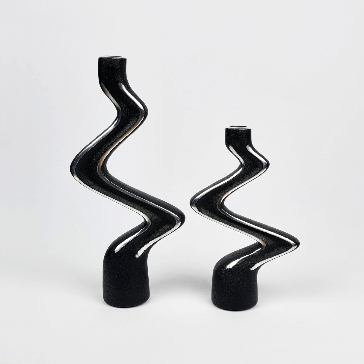 Black Taper Candle Holder Set