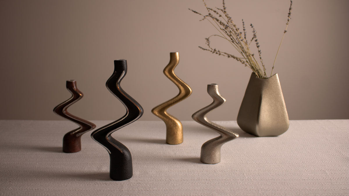 Taper Candle Holders for Dining Table - Gold, Silver and Black Candlesticks