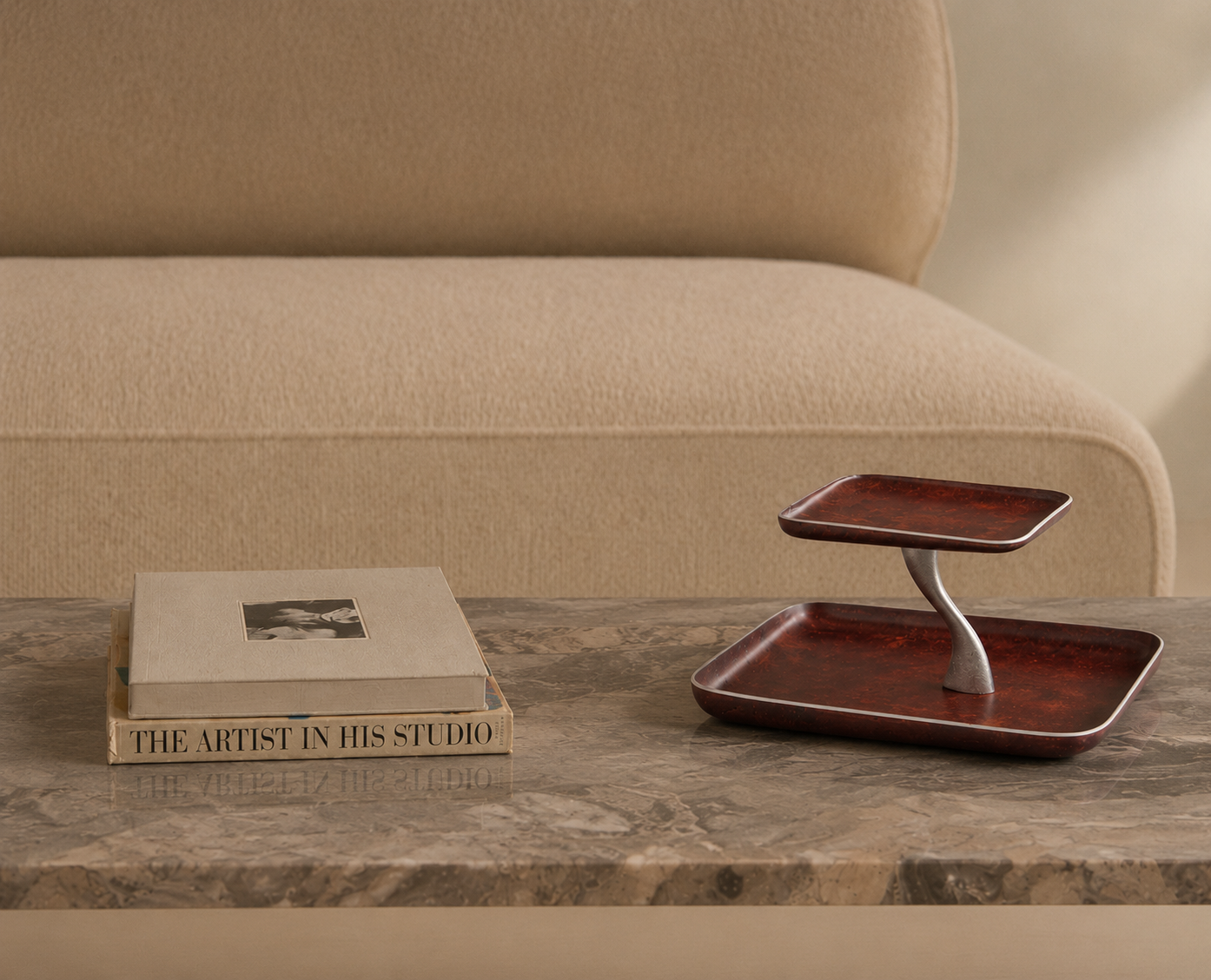 2-Tier Rectangular Serving Tray - Brown - Belin Home