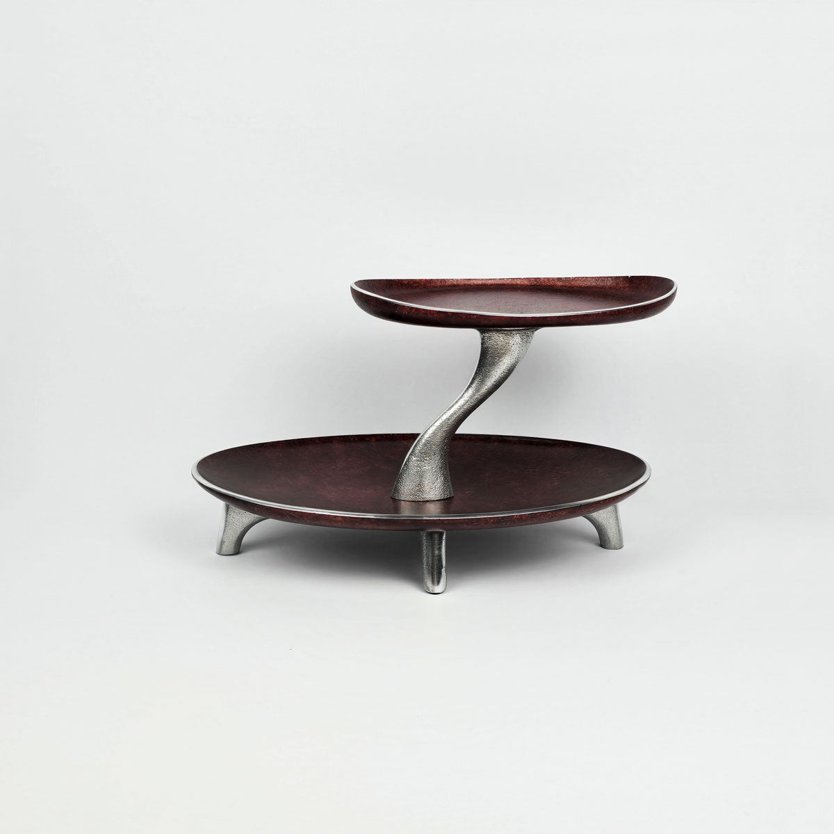 2 Tier Serving Oval Tray – 2 Tier Plate Stand for Sweets and Desserts - amber brown