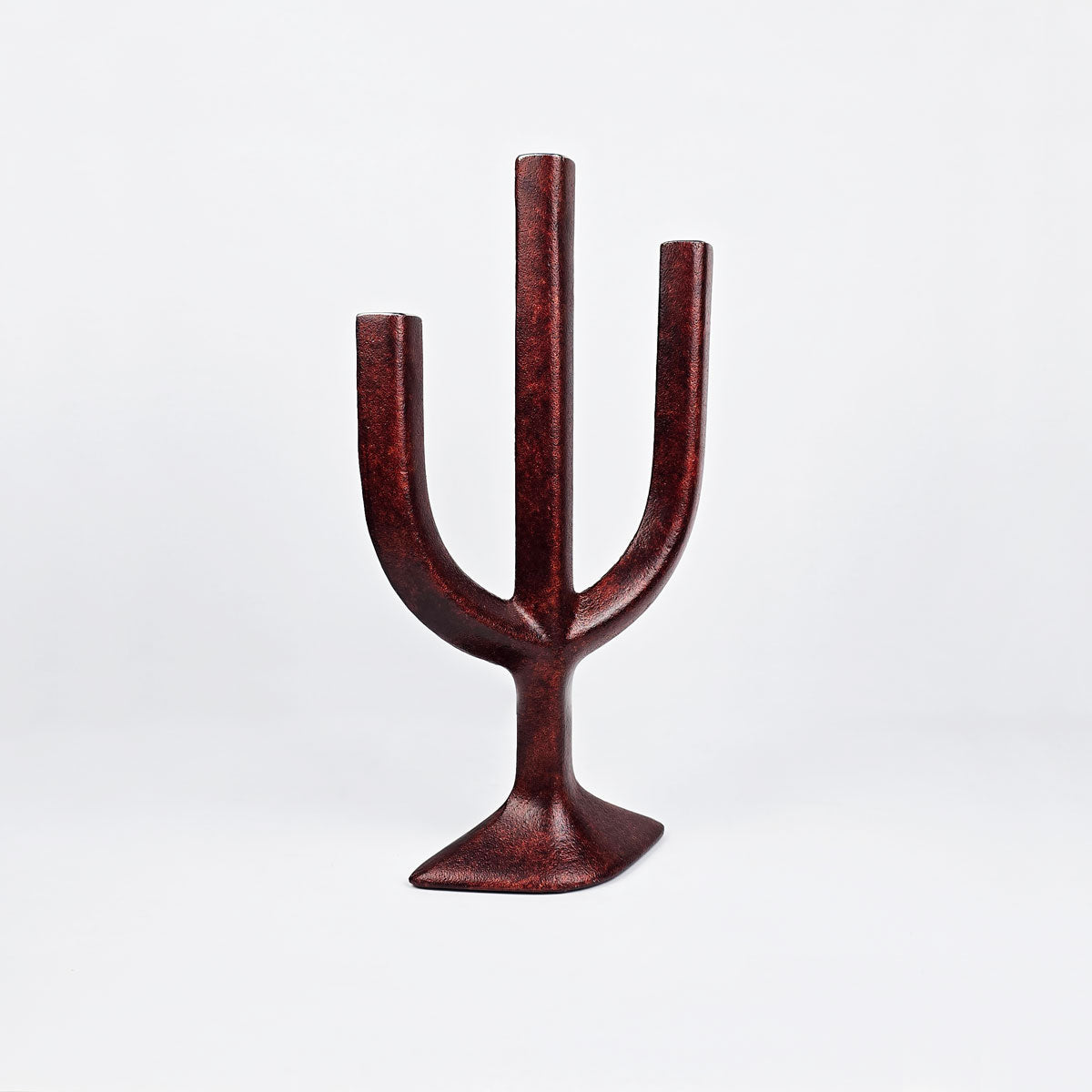 3-Arm Taper Candle Candelabra for Table - amber brown