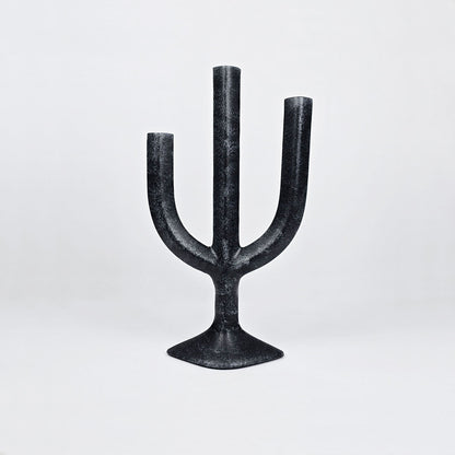 3-Arm Taper Candle Candelabra for Table - amber gray