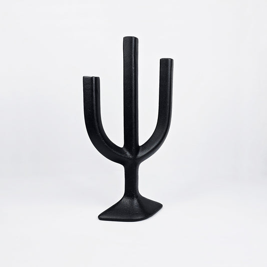 3-Arm Taper Candle Candelabra for Table - black