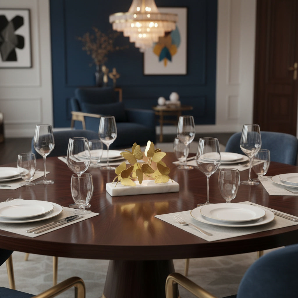 Brass gold butterfly with marble