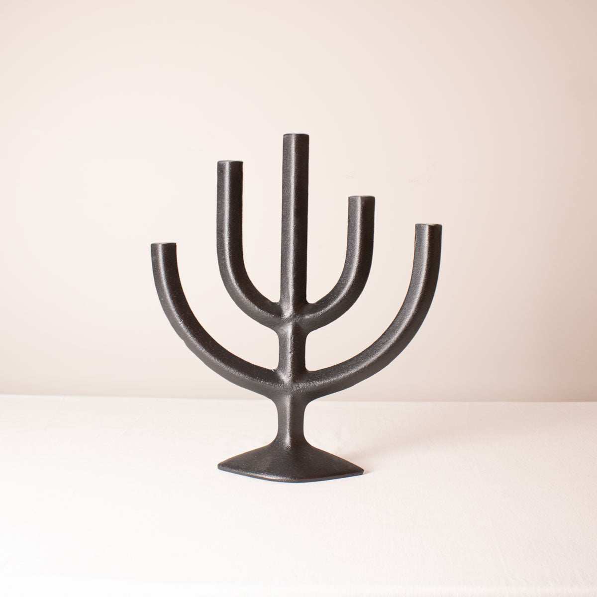 Aluminum tree-shaped candleholder in black color