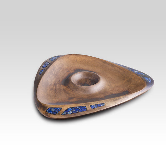 Decorative Candle Holder Tray for Coffee Table - Antique Gold Lapis Lazuli