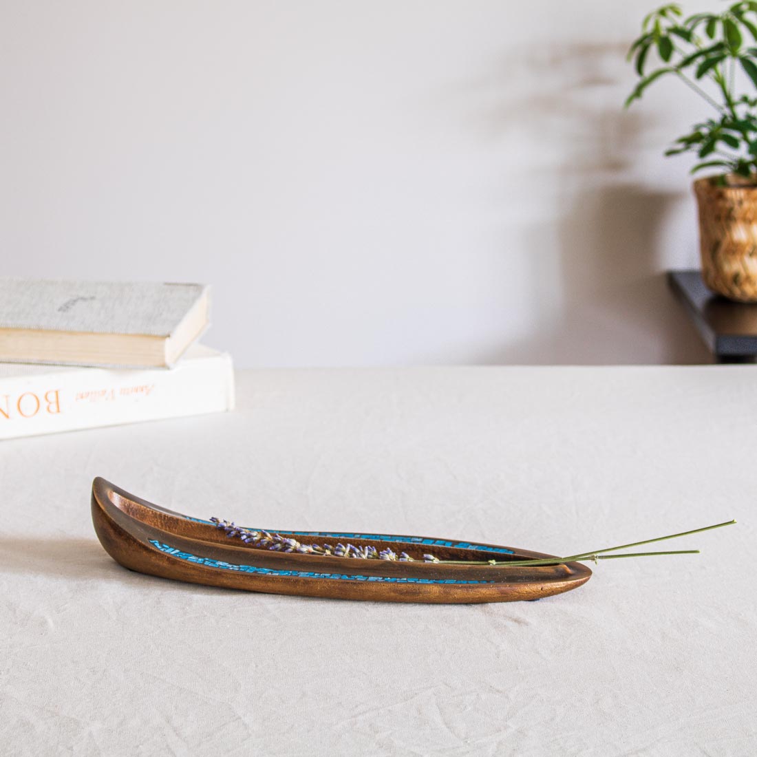 Incense and Jewelry Holder - Wall Shelf Decor / Antique Gold / Turquoise