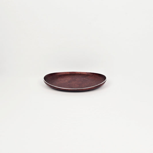 Decorative Oval Plate – Sweet & Dessert Plate or Jewelry & Candle Plate - Amber Brown - front