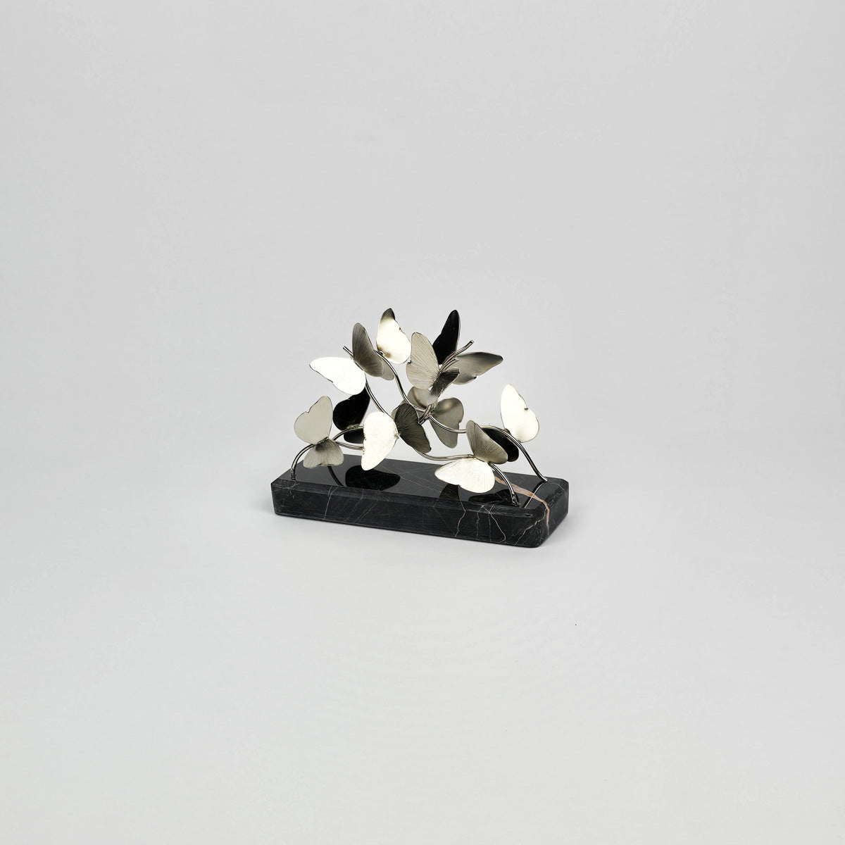 Silver Brass Napkin Holder with Black Stone Stand for Table - side