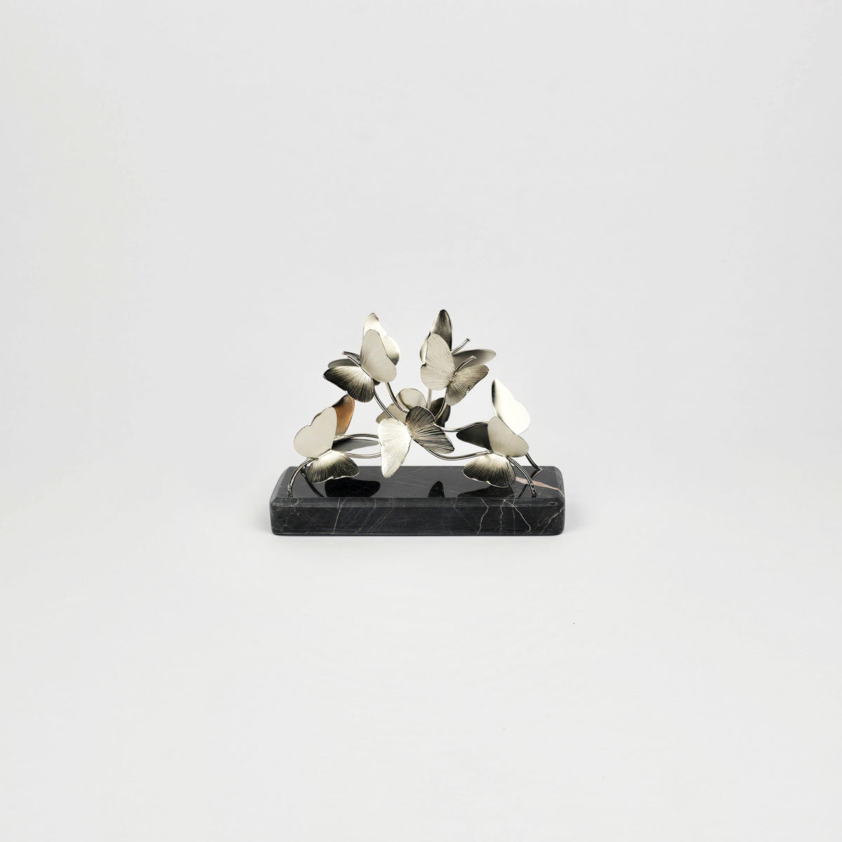 Silver Brass Napkin Holder with Black Stone Stand for Table - front