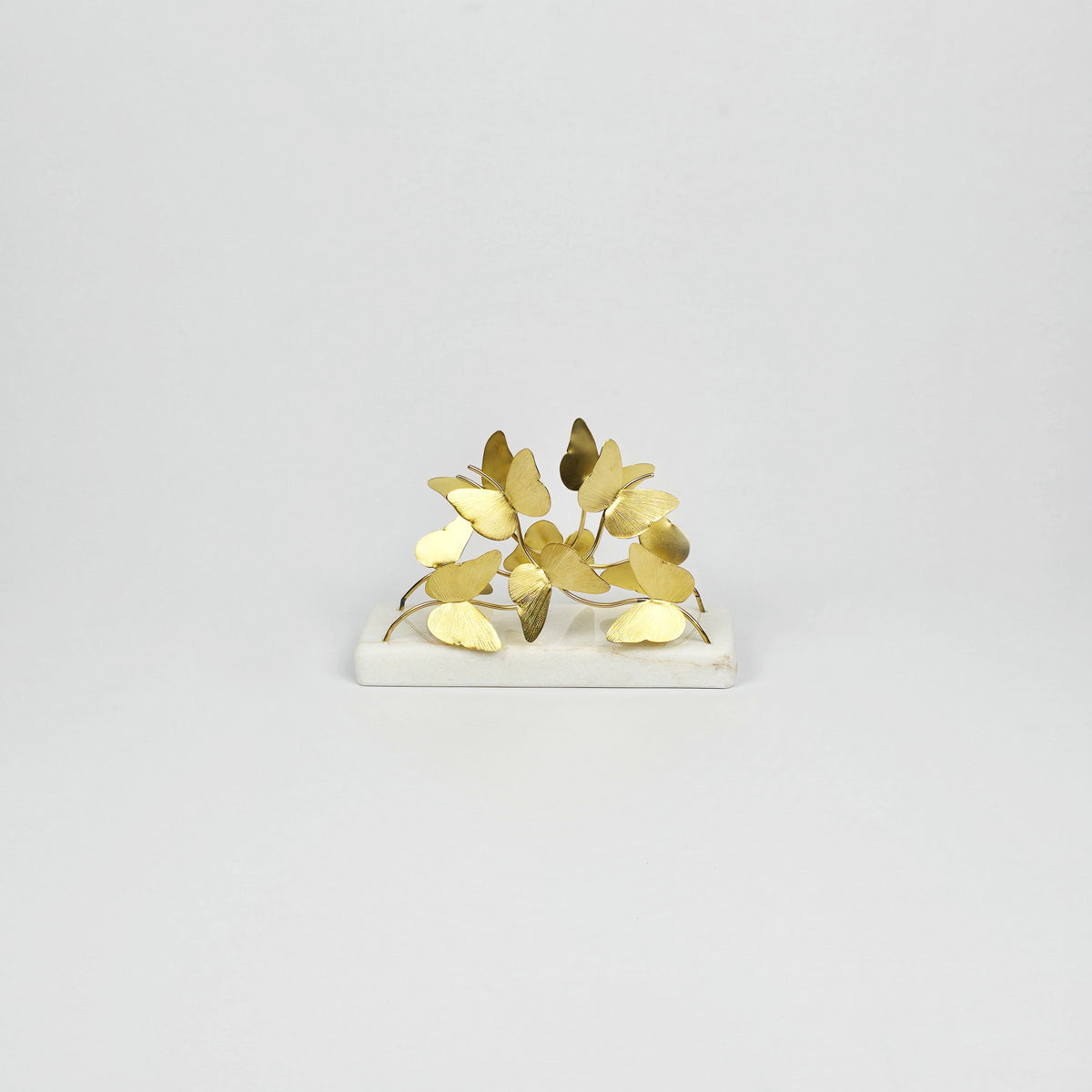 Gold Brass Napkin Holder with White Stone Stand for Table - front