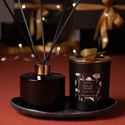 Hand poured scented candle & diffuser with brass lid - Belin Home 
