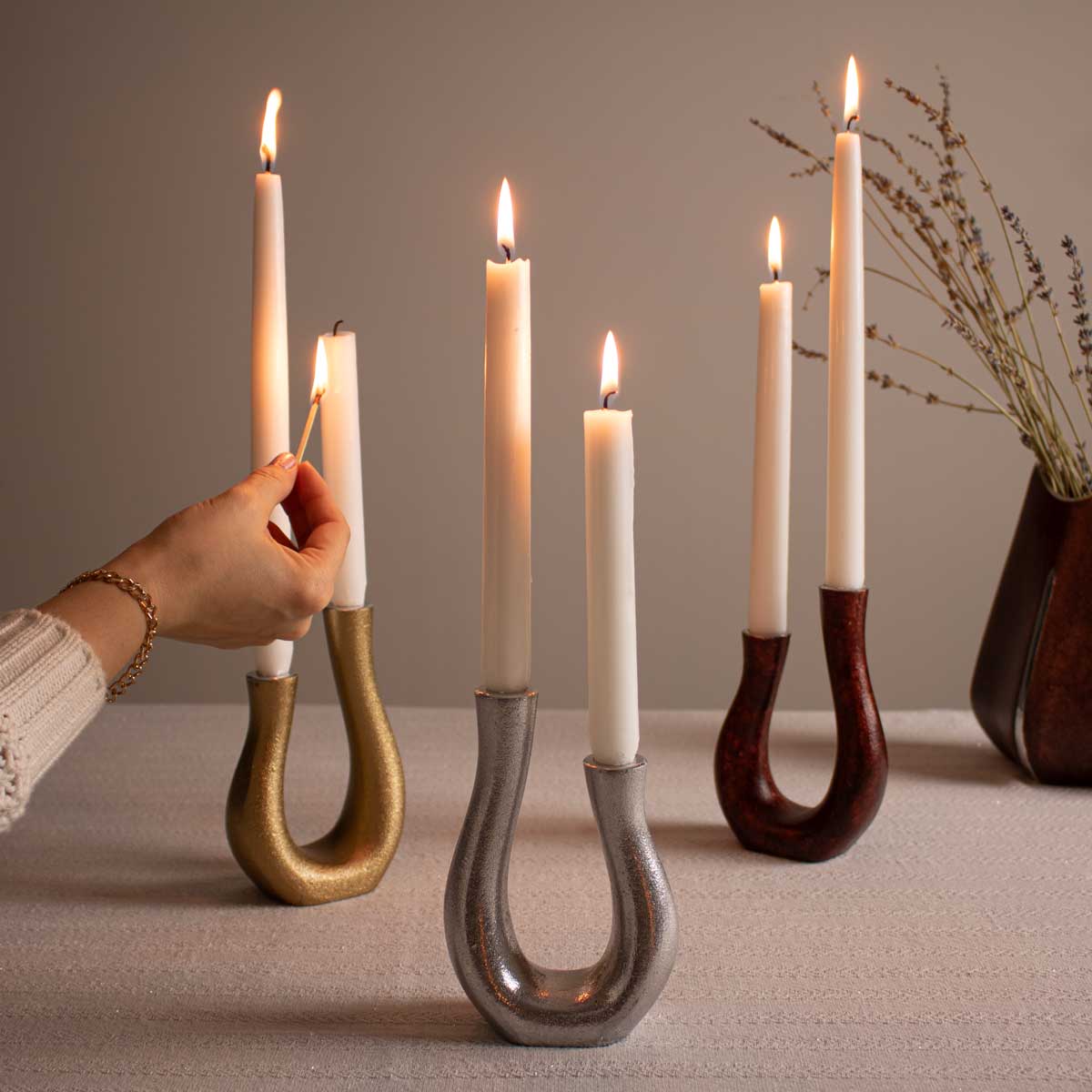 U-Shaped Candle Holder - Modern Taper Candle Holder for Table Decor - all color