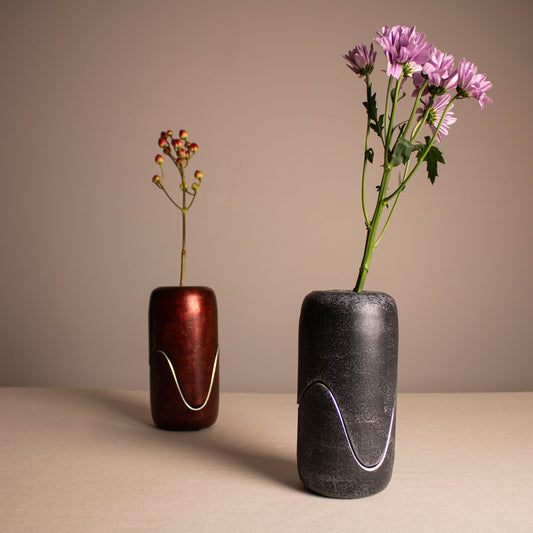 Flower and Bud Vase for Table - amber gray & brown