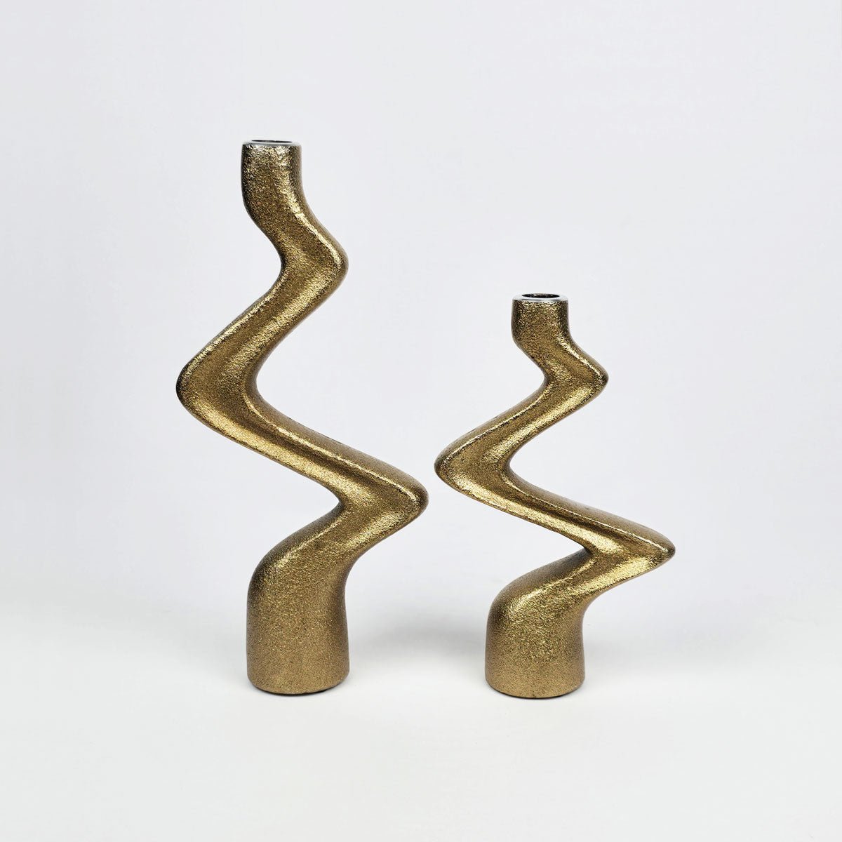 Taper Candle Holders for Dining Table , Pair of Gold Candle Holders