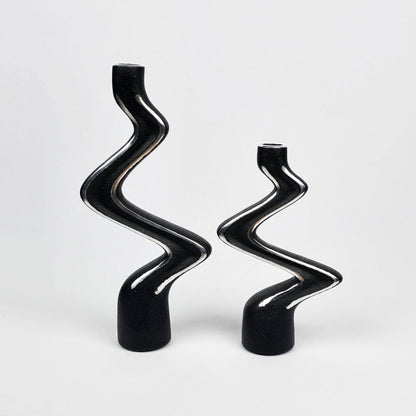 Taper Candle Holders for Dining Table , Pair of Black Candle Holders