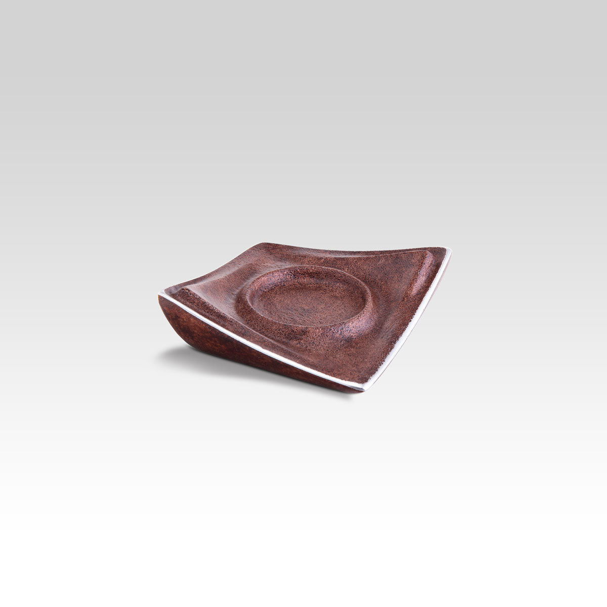 Amber Brown Pillar Candle Holder - Unique Square Candle Holder for Tables